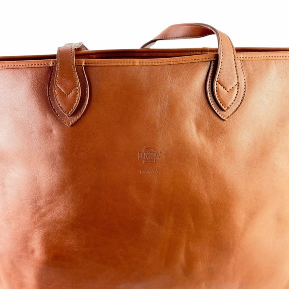 EL PORTAL Tote Bag in Brown Leather Tote Shopping Shoulder Bag Made in USA - Picture 11 of 12